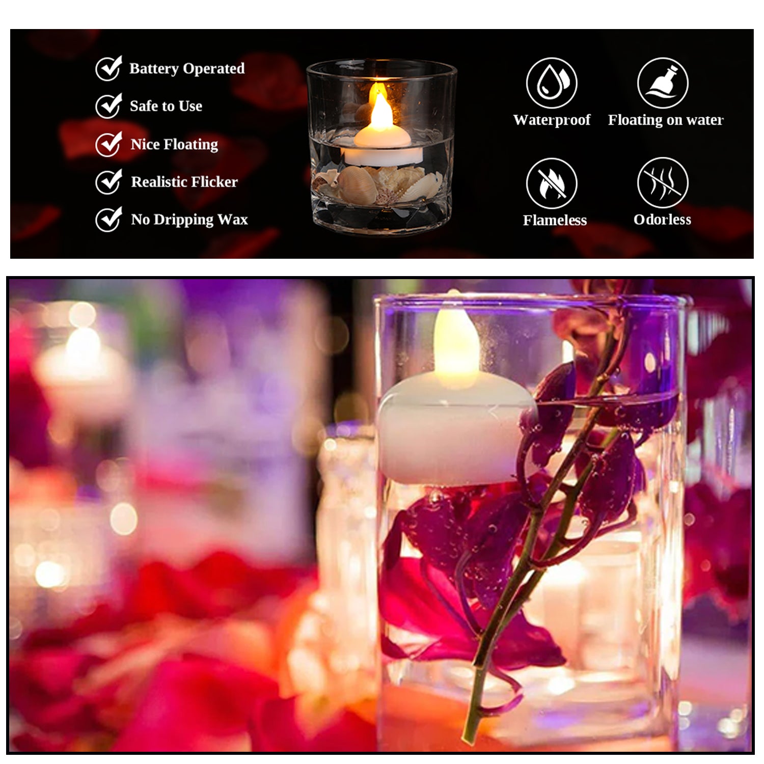 6432 Set Of 12 Flameless Floating Candles Battery Operated Tea Lights Tealight Candle - Decorative Wedding. 6432 Set Of 12 Flameless Floating Candles Battery Operated Tea Lights Tealight Candle - Decorative Wedding.